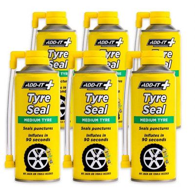 Add It Tyre Seal Emergency Puncture Repair Inflator Medium 6x 400mL Quick Fix