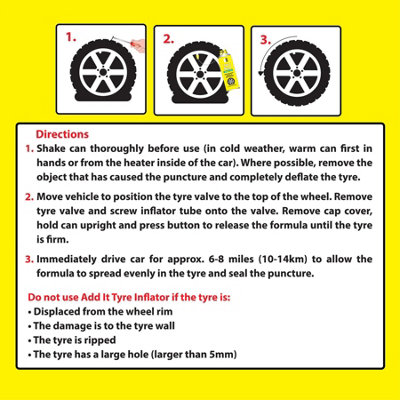 Add It Tyre Seal Emergency Puncture Repair Inflator Medium 6x 400mL Quick Fix