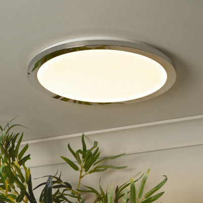 Addie Bathroom Chrome & Crystal LED Flush Ceiling Light