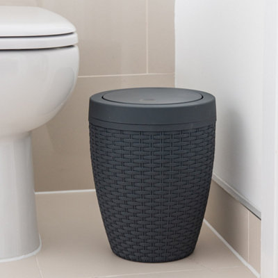 ADDIS Faux Rattan Bathroom Bin - Charcoal 517488B&Q