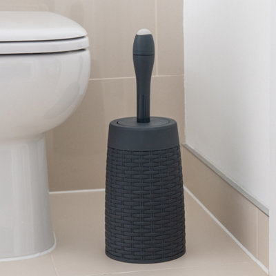 ADDIS Faux Rattan Toilet Brush Charcoal 517484B&Q