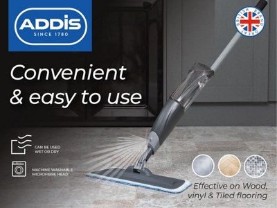 Addis Spray Mop Microfibre Floor Cleaning Mop Home Kitchen Bathroom Grey & Blue - 5