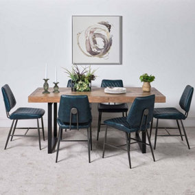 Adelaide 180cm Dining Table  6 Digby Dining Chairs - Blue