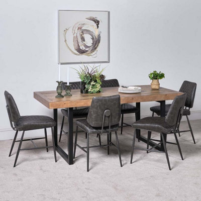 Adelaide 180cm Dining Table  6 Digby Dining Chairs - Grey