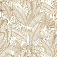 Adelaide Tropical Wallpaper In White And Gold