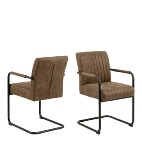 Adele Dining Chair in Light Brown Fabric Set of 2