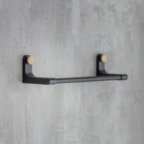 Adelphi Matt Black & Brass Bathroom Small Metal Steel Towel Rail Bar Holder