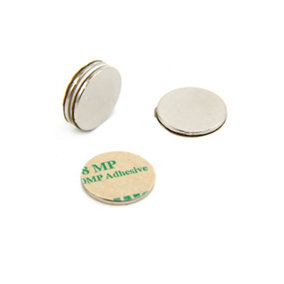 Adhesive 20mm dia x 1.5mm N42 Neodymium Magnet - 2kg Pull (South) (Pack of 4)