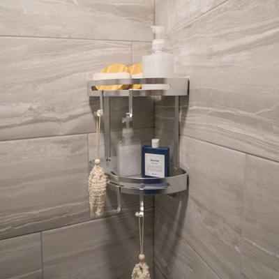 Adhesive Corner Shower Caddy 2 Tier - M&W