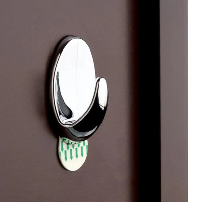 Adhesive Large Oval Single Hooks - Chrome - Pack of 3 - Decohooks