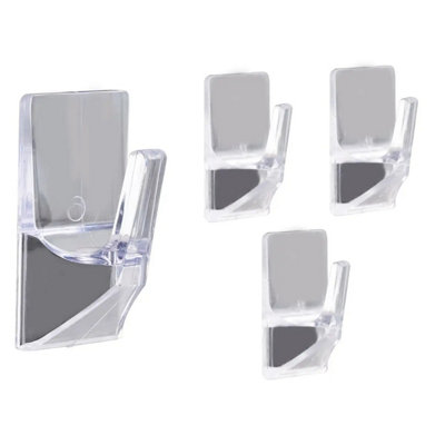 Adhesive Square Single Hooks - Clear - Pack of 4 - Decohooks