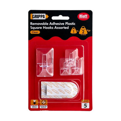 Adhesive Square Single Hooks - Clear - Pack of 4 - Decohooks