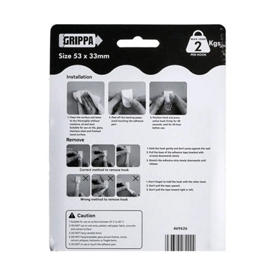 Adhesive Square Single Hooks - Clear - Pack of 4 - Decohooks