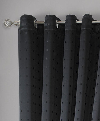 Adiso Eyelet Ring Top Curtains Black 168cm x 137cm