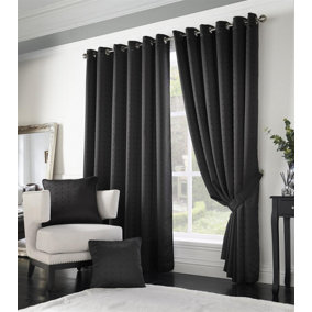 Adiso Eyelet Ring Top Curtains Black 229cm x 229cm