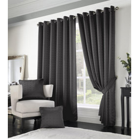 Adiso Eyelet Ring Top Curtains Charcoal 229cm x 183cm