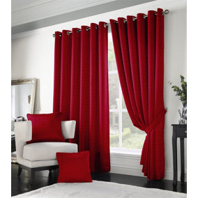 Adiso Eyelet Ring Top Curtains Red 229cm x 183cm