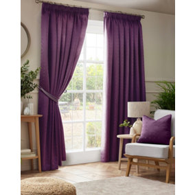 Adiso Pencil Pleat Taped Top Curtains Purple 117cm x 229cm