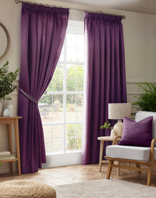 Adiso Pencil Pleat Taped Top Curtains Purple 229cm x 274cm