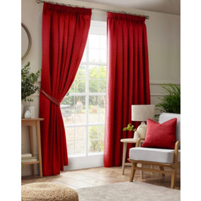 Adiso Pencil Pleat Taped Top Curtains Red 117cm x 183cm