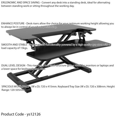 ADJUSTABLE 71CM SIT AND STAND DESK RISER - ERGONOMIC MONITOR STAND FOR ...