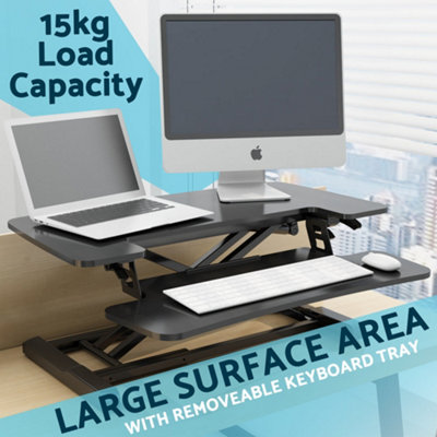 Adjustable 71cm Sit and Stand Desk Riser - Ergonomic Monitor Stand for ...