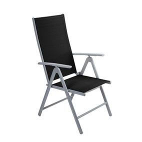 Adjustable Aluminium Folding Dining Chair in Black - Black - Chairs x 2