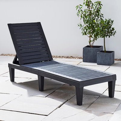 Adjustable Backrest Sun Lounger - Black