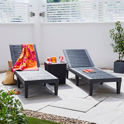 Adjustable Backrest Sun Lounger - Grey - 1