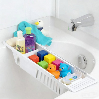 Adjustable Bath Caddy Tray Expandable Bathtub & Sink Organiser Rack