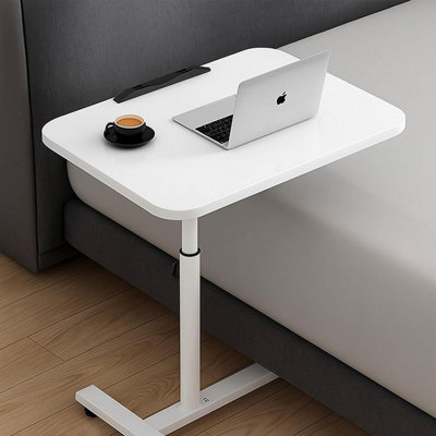 Adjustable Bedside Table with Wheels, Smooth Rolling Overbed Tray for ...