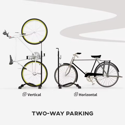Adjustable Bike Storage Rack Vertical Horizontal Stand Black