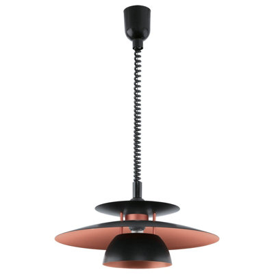 Adjustable Black and Copper Pendant Ceiling Light with E27 Bulb Socket