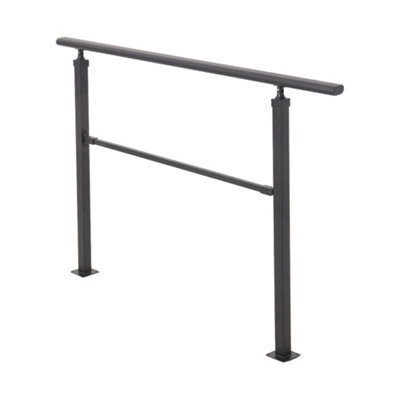 Adjustable Black Steel Handrail Garden Stairs Safety Grab Rail Floor ...