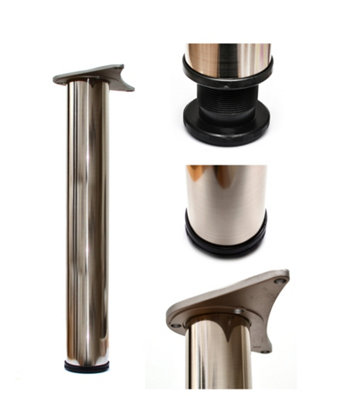 Adjustable Breakfast Bar Worktop Support Table Leg 1100mm Colour Inox Pack of 2