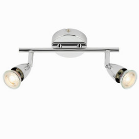 Adjustable Ceiling Spotlight Chrome Plate 2 Light Bar Downlight Modern Lamp