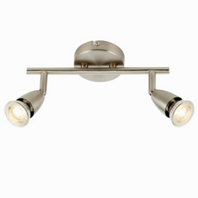 Adjustable Ceiling Spotlight Satin Nickel 2 Light Bar Downlight Modern Lamp