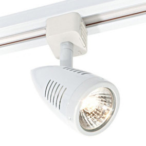 Adjustable Ceiling Track Spotlight Gloss White Single GU10 Lamp Bulb Downlight