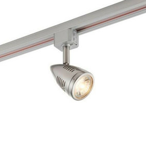 Adjustable Ceiling Track Spotlight Satin Chrome Single GU10 Lamp Bulb Downlight