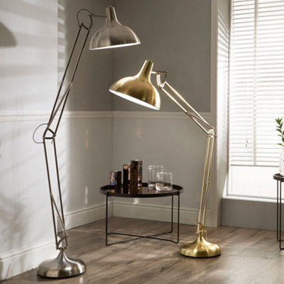 Adjustable Chrome Metal Task Floor Lamp