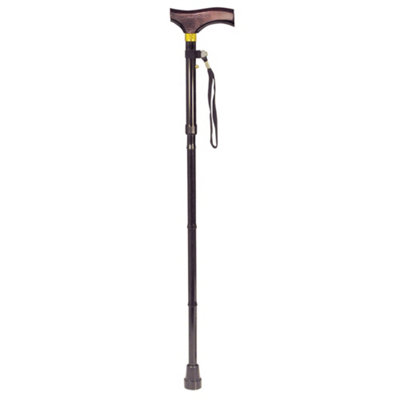 Adjustable Collapsible Walking Stick with Ergonomic Wooden Handle for ...