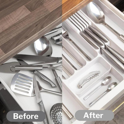 Adjustable Cutlery Drawer Organizer Expandable Utensil Tray Shaded ...