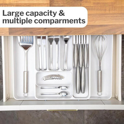 Adjustable Cutlery Drawer Organizer Expandable Utensil Tray Shaded ...