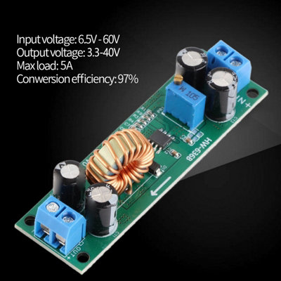 Adjustable DC-DC Step Down Power Supply Module:6.5V-60V Input,3.3-40V Output,5A