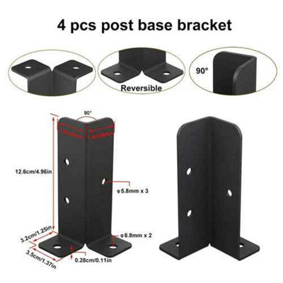 Adjustable Deck Post Anchor Base Fence Support Pergola Railing Bracket ...