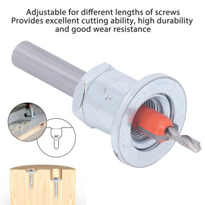 Adjustable Countersink Drill Bit With Depth Stop – 8mm Shank, For Flush Screw Seats In Woodworking (2.8×8 Size)