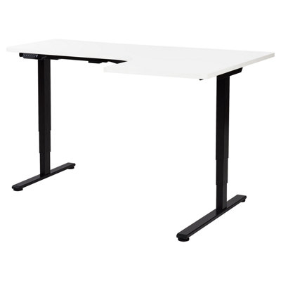 Adjustable Desk Electric Right Hand White DESTINES