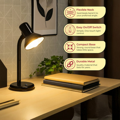 Adjustable Desk Lamp With Flexible Arm Black