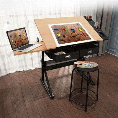 Adjustable Drafting Table Art Craft Drawing Desk w/Stool Architect Desk ...