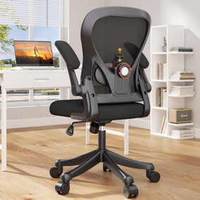 Adjustable Ergonomic Office Chair Black, Comfortable Desk Chairs with Wheels and Arms